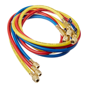 Yellow Jacket 29986 Plus II 1/4" Charging Hose with Compact Ball Valve, 72-Inch (Pack of 3)