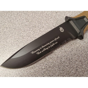 Custom Engraved Gerber StrongArm Fixed Blade Knife – Coyote Brown, Serrated Edge, Personalized Tactical Survival Knife